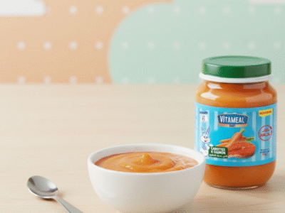 Purée saumon-carottes & ses petites pâtes