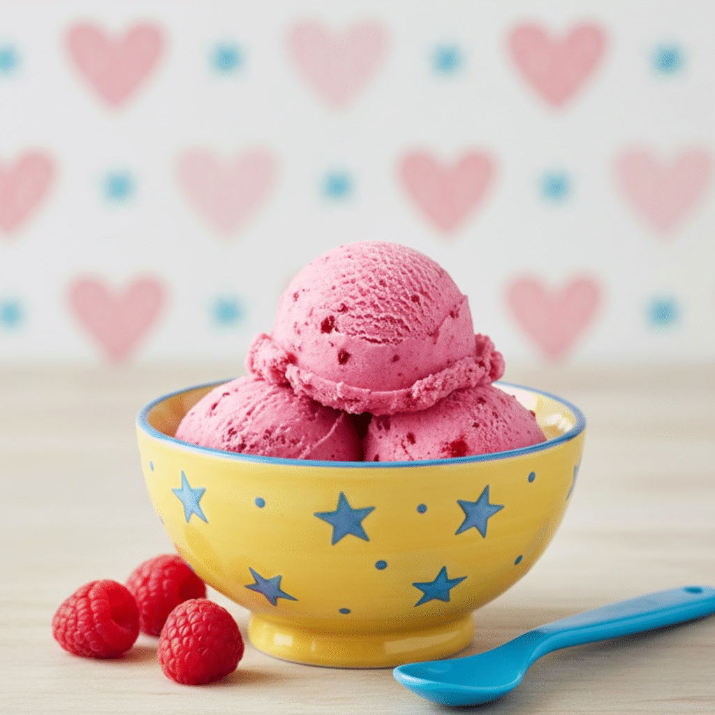 Glace sans lait à la framboise