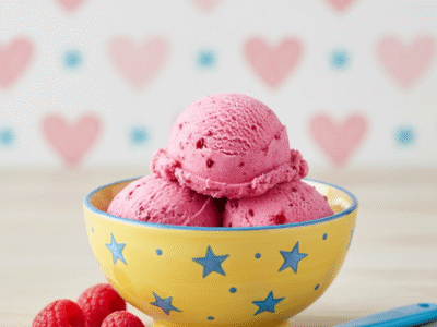 Glace sans lait à la framboise