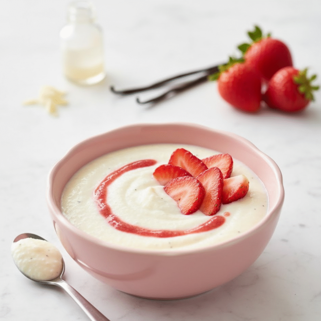 Semoule au lait vanille-fraise