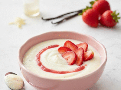 Semoule au lait vanille-fraise